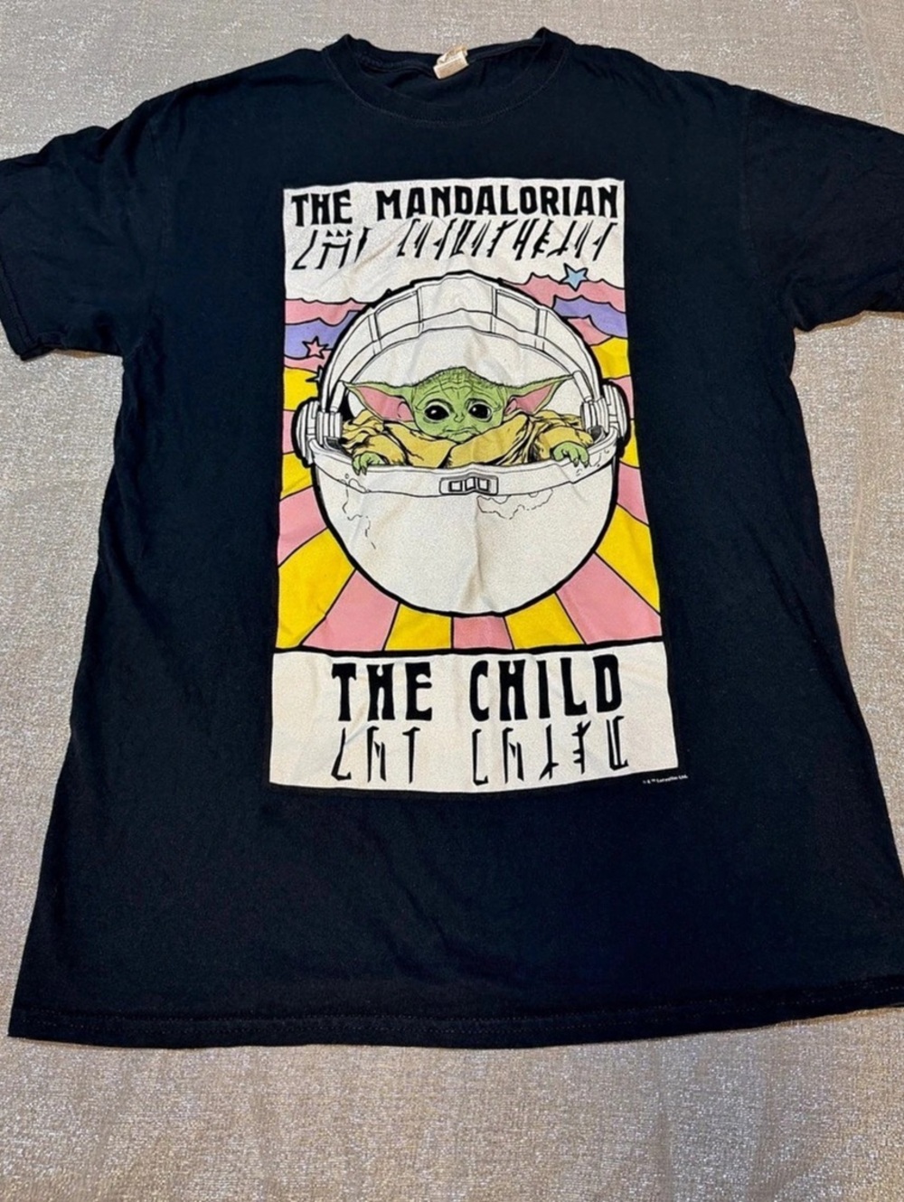 Star Wars The Mandalorian The Child Graphic Tee Black & Pink Medium